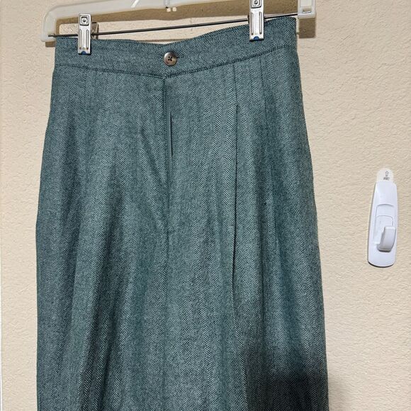 VIntage All Week Long Wool Dress Pants Womens 4P green herringbone pleated - Picture 2 of 6